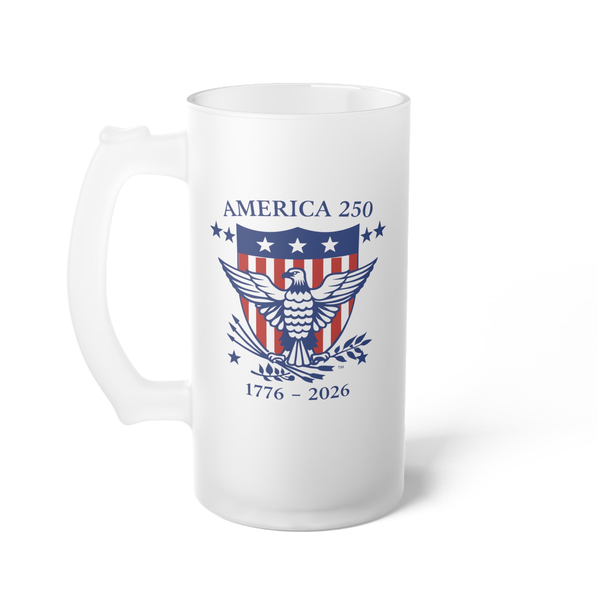 America's 250th Patriotic Eagle Frosted Glass Beer Stein
